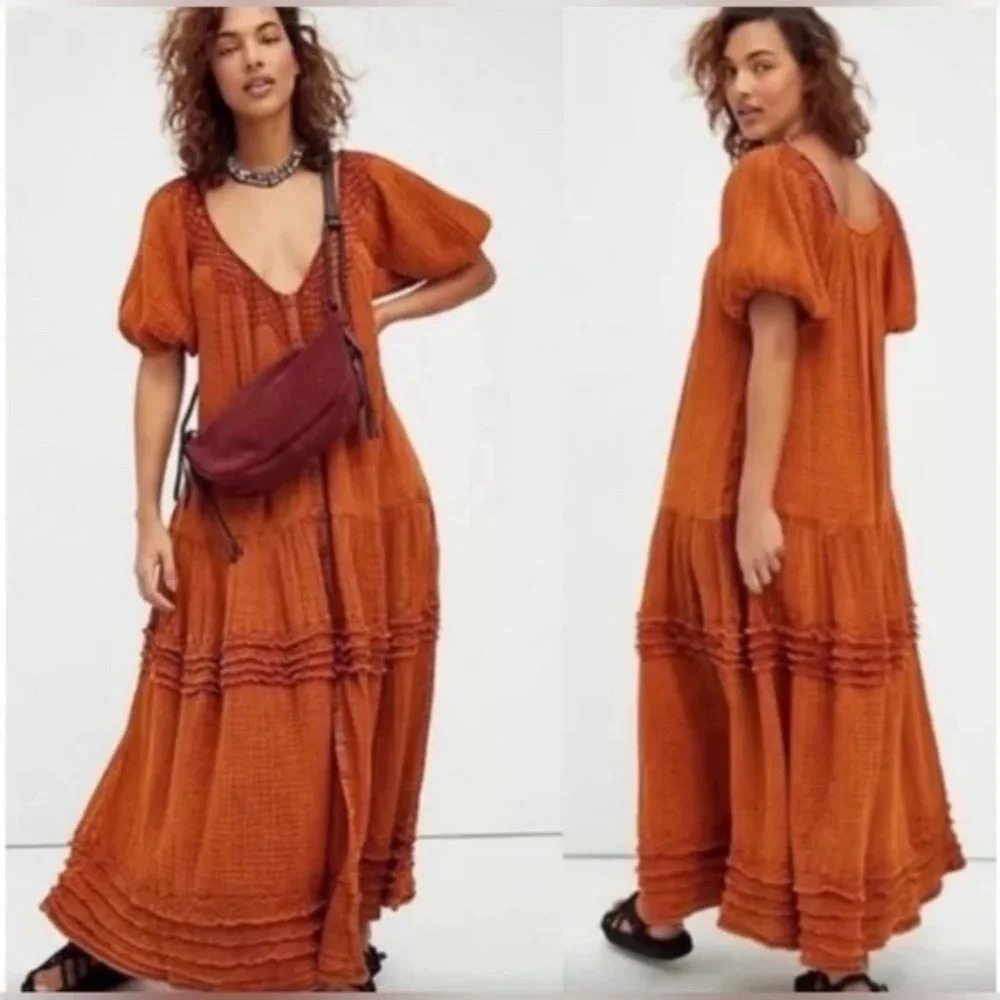 Free People Maxi Dress in Burnt Orange